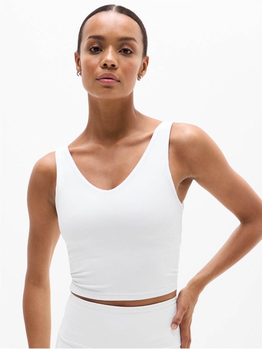 Athleta Transcend V-Neck 
Cropped V-Neck Athletic Tank Top in White
